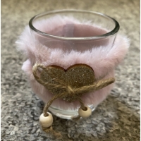 Mécsestartó - Rózsaszín Arany  szív - Ajándék ötlet karácsonyra