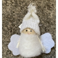 Téli figura-Fehér Angyal  sapkában-Lány  - Ajándék ötlet karácsonyra
