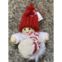 Téli figura-Fiú zsákkal Piros sapkában - Ajándék ötlet karácsonyra
