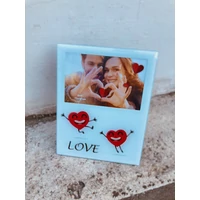 Képkeret - Love  felirat Boldog szívek