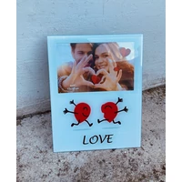 Képkeret - Love  felirat Rohanó szívek