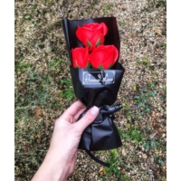 Szappanrózsa csokor 3szál piros - Szerelmes ajándék - Valentin napi ajándék