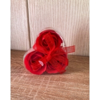 Dobozos Szappan Rózsa - Piros, 3 darabos, szívalakú dobozban - Szerelmes Ajándék - Ajándék Nőknek