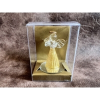 Üveg angyal figura, kicsi- arany szárny szegéllyel - Ajándék ötlet karácsonyra