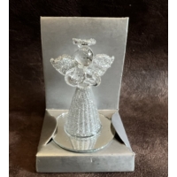 Üveg angyal figura, kicsi-ezüst szárny szegéllyel - Ajándék ötlet karácsonyra