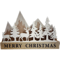 Téli dekoráció fenyő és rénszarvas - Merry Christmas felirattal - Ajándék ötlet karácsonyra