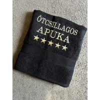 Törölköző - Ötcsillagos Apuka fekete színű  Ajándék Apának