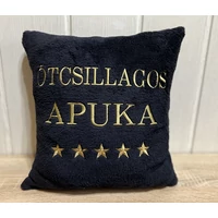Hímzett párna - Ötcsillagos Apuka fekete arany hímzéssel