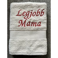 Hímzett törölköző - Legjobb mama vajszínű