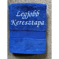 Törölköző-Legjobb keresztapa, királykék - Ajándék Keresztapának