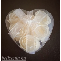 Dobozos Szappan Rózsa - Fehér, 6 darabos, szívalakú dobozban - Szerelmes Ajándék