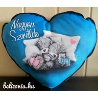 Nagy szív párna - Nagyon Szeretlek Macis kék