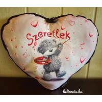 Nagy szív párna - Szeretlek festő maci