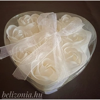 Dobozos Szappan Rózsa - Fehér  9 darabos, szív alakú dobozban - Szerelmes Ajándék