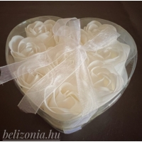 Dobozos Szappan Rózsa - Fehér  9 darabos, szív alakú dobozban - Szerelmes Ajándék