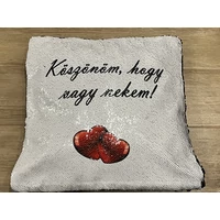 Flitteres párna fekete  - Köszönöm, hogy vagy nekem.