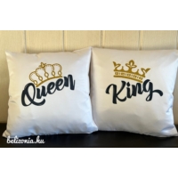 Páros párna - King- Queen felirat - Szerelmes ajándék - Páros ajándék
