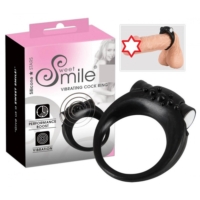 SMILE STAYER - VIBRÁCIÓS PÉNISZGYŰRŰ (FEKETE) - Erotikus ajándék - Ajándék férfiaknak