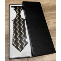 Férfi nyakkendő fekete sárga mintával díszdobozban - Ajándék ötlet férfiaknak