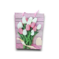 Ajándéktasak 18 cm x 23 cm - közepes Színes  tulipán csokor