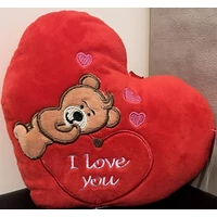 Plüss szív párna maci- I Love You felirattal