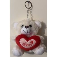 Kulcstartó - Plüss maci szívvel - Szerelmes meglepetés - Valentin napi ajándék