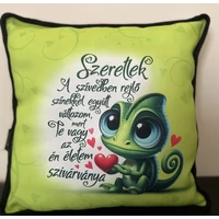 Kocka párna - Szeretlek kaméleonos