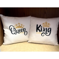 Páros párna huzat - King- Queen felirat - Szerelmes ajándék - Páros ajándék