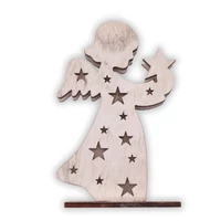 Fa angyal figura csillag kivágásokkal LED világítással 15 cm magas