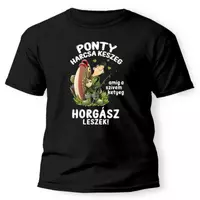 Vicces Pólók - PONTY HARCSA KESZEG - Horgász póló, Horgász ajándék