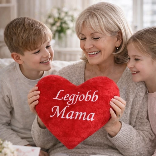 Hímzett szív párna -Legjobb Mama
