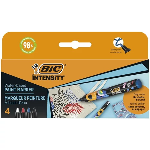 Dekormarker készlet, 1,5 - 2,3 mm, BIC "Paint marker", 4 különböző élénk szín