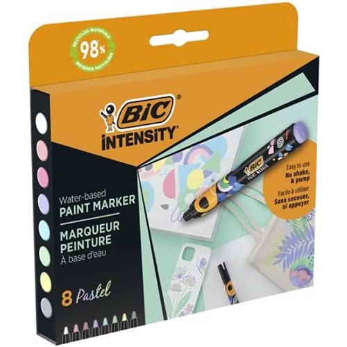 Dekormarker készlet, 1,5 - 2,3 mm, BIC "Paint marker", 8 különböző pasztell szín