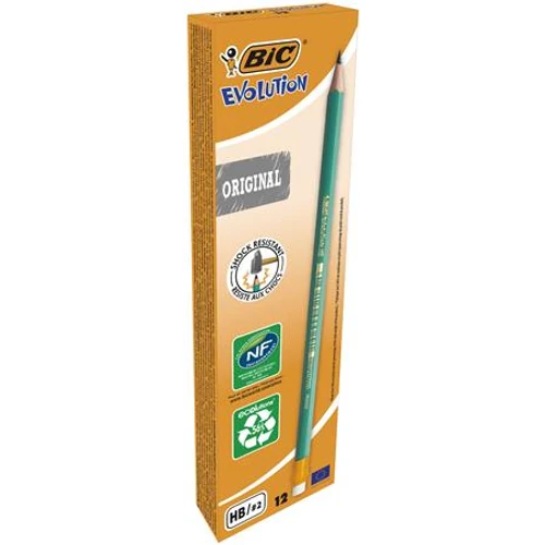 Grafitceruza radírral, HB, hatszögletű, BIC "Evolution Original"