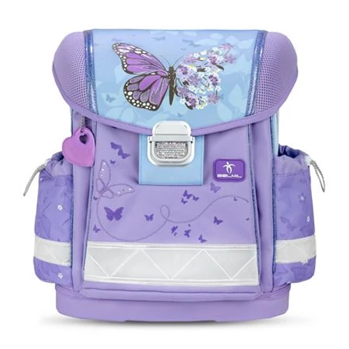 Iskolatáska, fémcsat, BELMIL "Classy Purple Blue Butterfly", pillangó