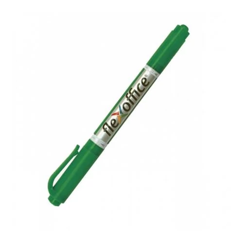 Alkoholos marker, 0,4 / 1,0 mm, kúpos, kétvégű, FLEXOFFICE "PM01", zöld