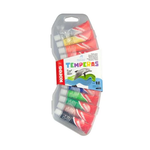 Tempera készlet, 12 ml, KORES, 12 különböző szín
