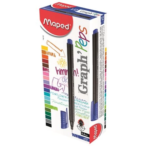 Tűfilc, 0,4 mm, MAPED "Graph`Peps", sötétkék