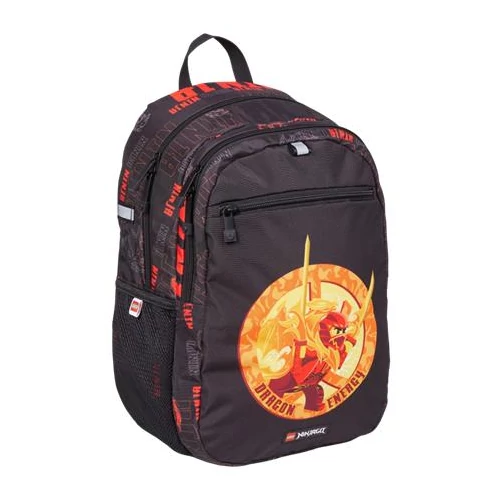 Hátizsák, dulpa rekeszes, LEGO "Ninjago Dragon Energy", fekete-mintás