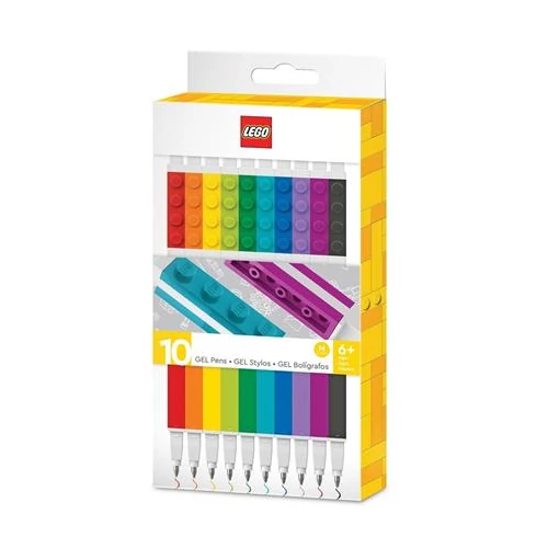 Zseléstoll készlet, 0,7 mm, kupakos, LEGO, 10 különböző szín