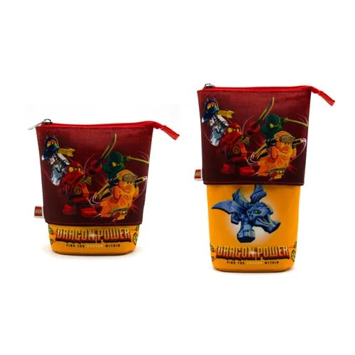 Tolltartó, cipzáras, pop-up, LEGO "Ninjago Dragon Power", piros-sárga-mintás