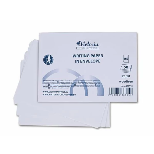 Írólap, famentes, A5, 20 / 50, VICTORIA PAPER "Borítékos" 60g