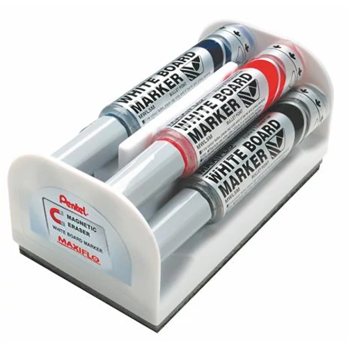 Táblamarker készlet, 6 mm, kúpos hegy, PENTEL "Maxiflo", 4 különböző szín