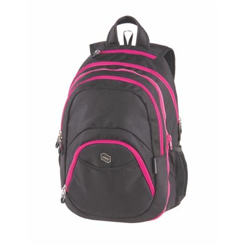 Hátizsák, 2in1, notebook tartóval és audió csatlakozóval, PULSE "Teens", pink-fekete