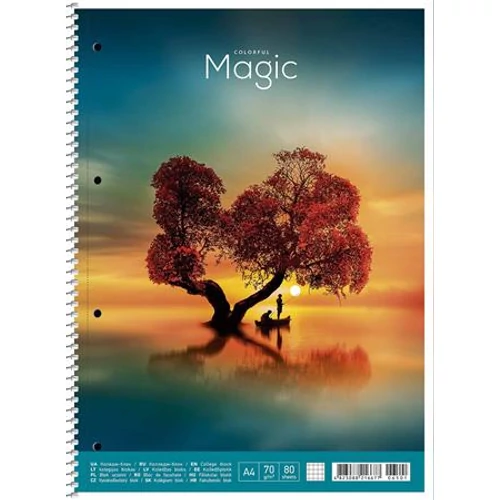 Spirálfüzet, A4 + , vonalas, 80 lap, SHKOLYARYK "Colourful magic", vegyes