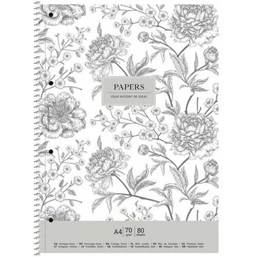 Spirálfüzet, A4 + , kockás, 80 lap, SHKOLYARYK "Vintage flowers", vegyes