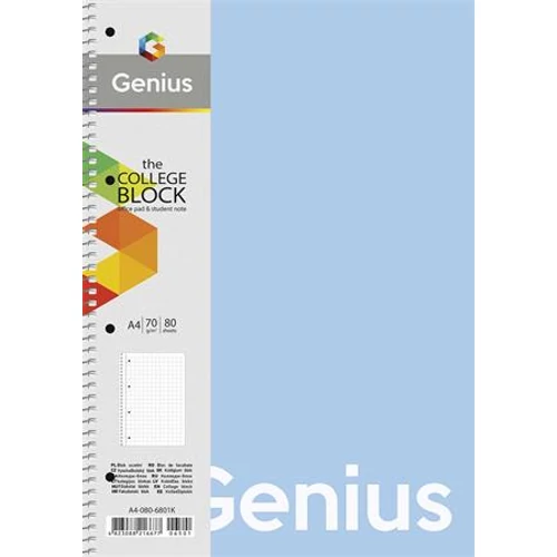Spirálfüzet, A4, kockás, 80 lap, PP borító, SHKOLYARYK "Genius Pastel", vegyes