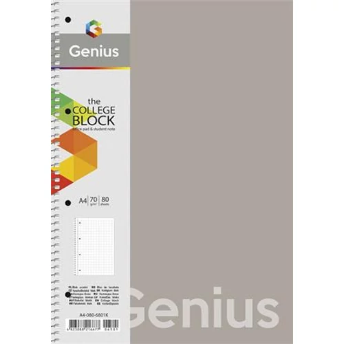 Spirálfüzet, A4, vonalas, 80 lap, PP borító, SHKOLYARYK "Genius", vegyes