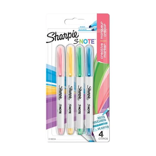 Filctoll készlet, vágott,  SHARPIE "S-Note", 4 különböző szín