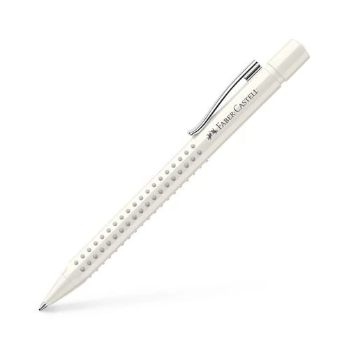 Golyóstoll, 0,5 mm, nyomógombos, fehér tolltest, FABER-CASTELLG "Grip 2010-M", kék
